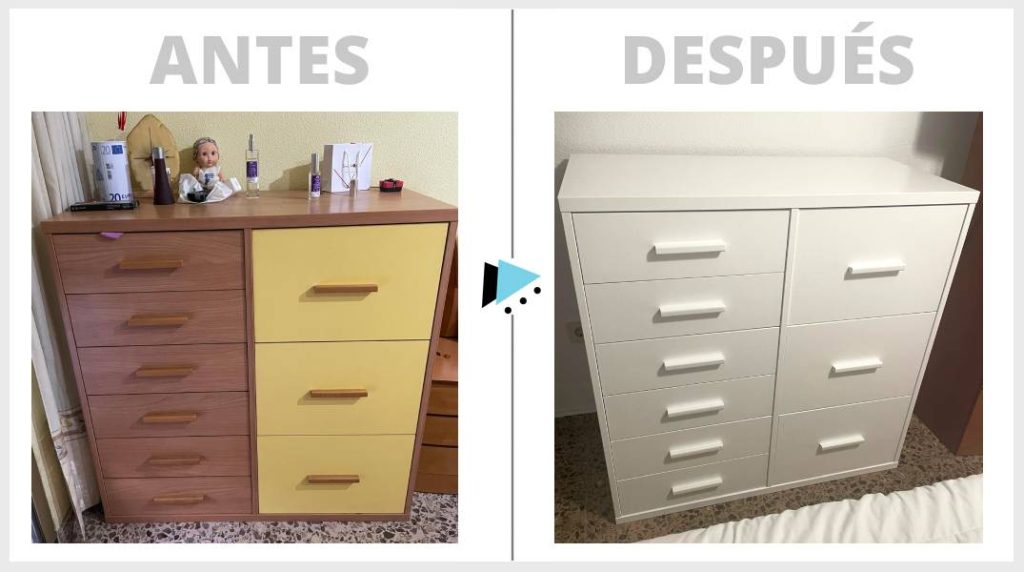 lacado comoda dormitorio antes y despues